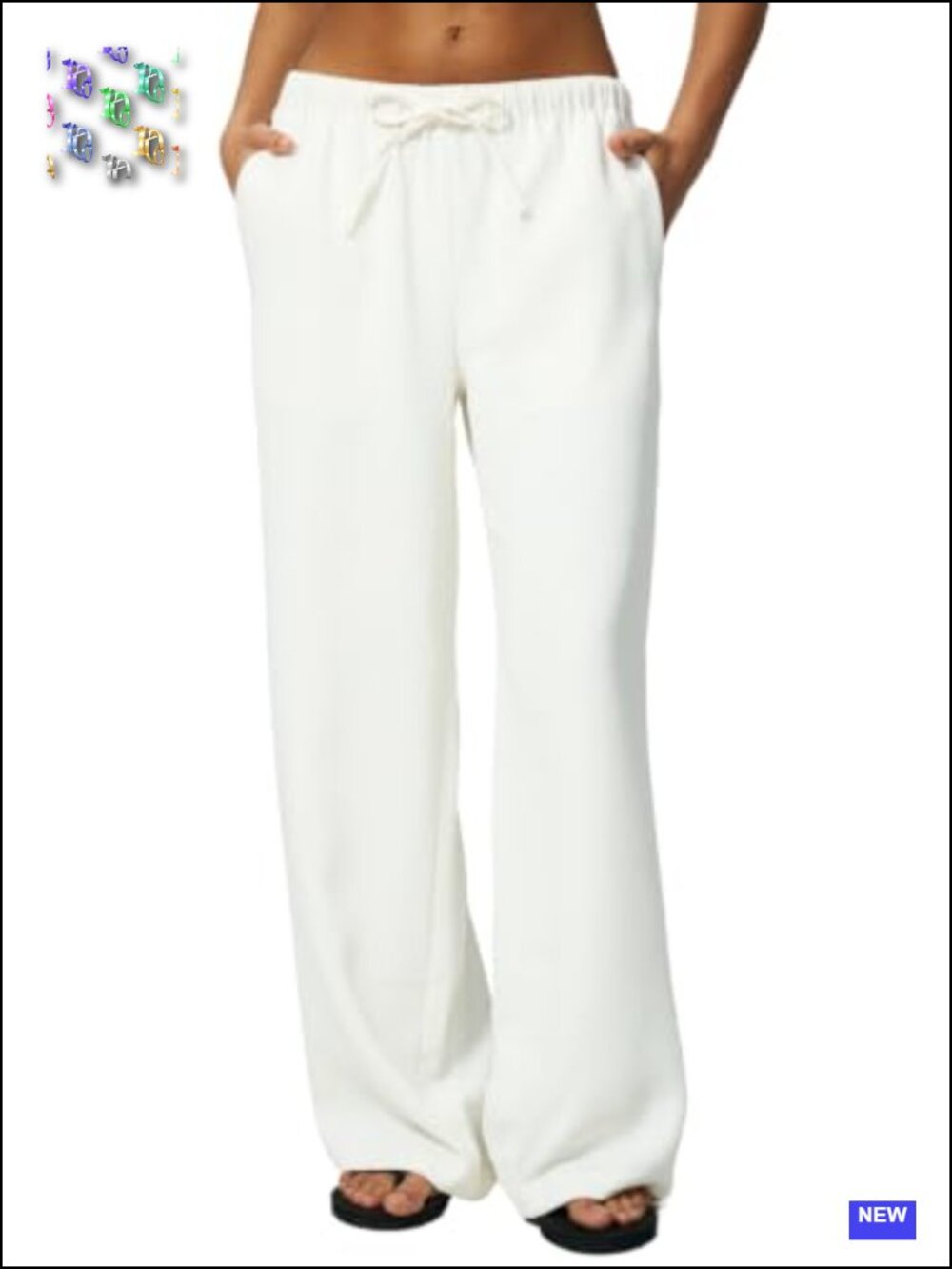 Wrinkle-Free Wide Leg Palazzo Pants High Rise Drawstring Elastic Waist with - Picture 1 of 6